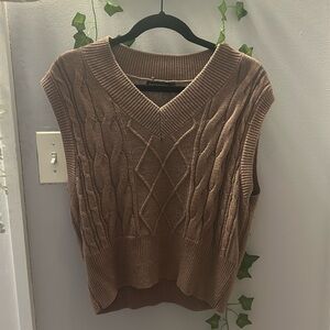 the CUTEST brown sweater vest
